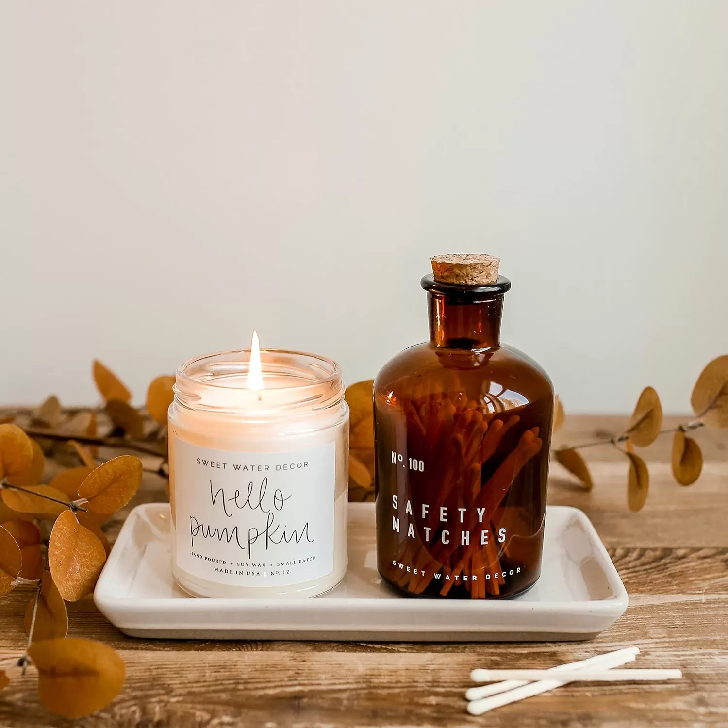 imageSweet Water Decor Christmas Tree Candle  Pine Needles Cedarwood Cypress and Evergreen Soy Holiday Scented Candles for Home  9oz Clear Jar Candle 40 Hour Burn Time Made in the USAHello Pumpkin