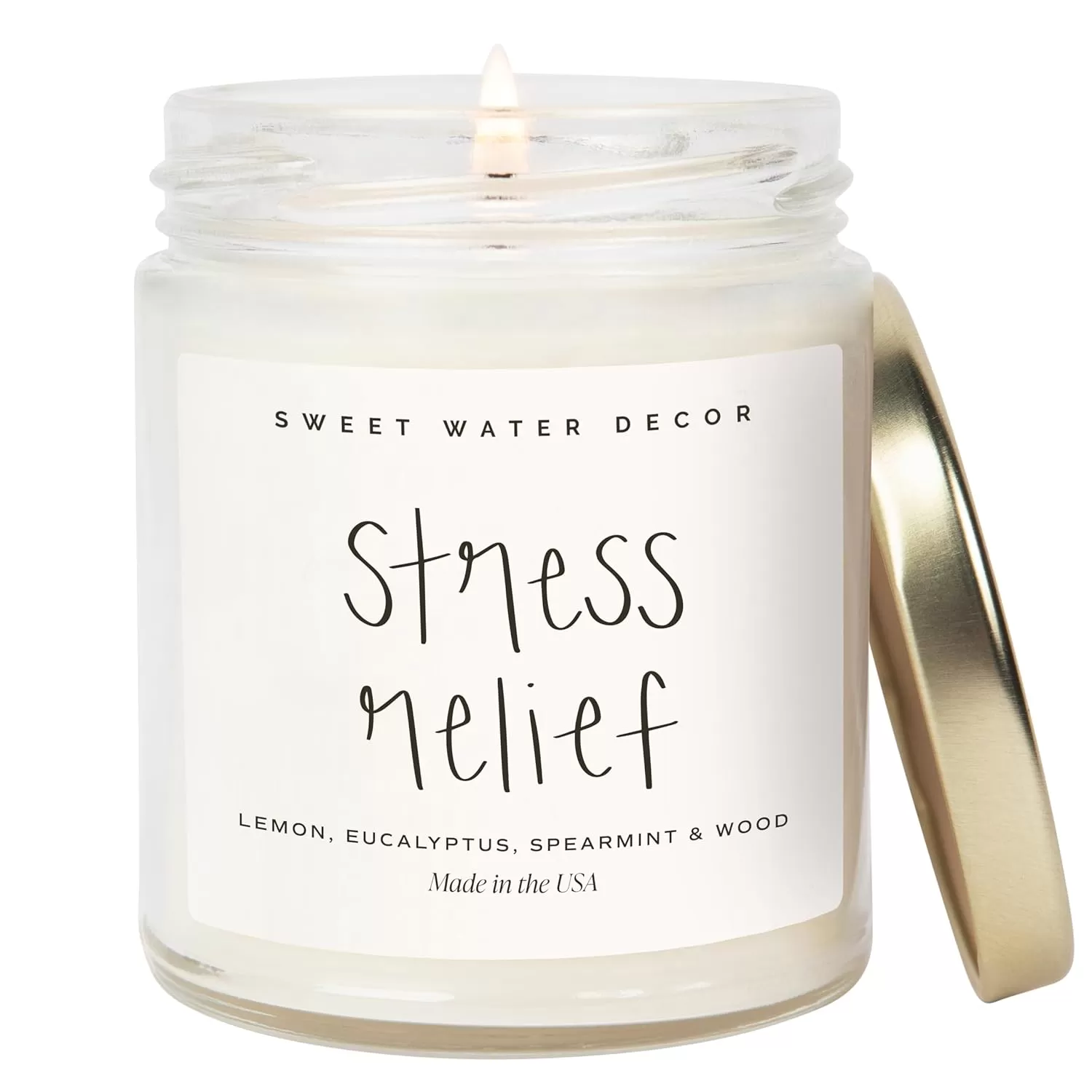 imageSweet Water Decor Christmas Tree Candle  Pine Needles Cedarwood Cypress and Evergreen Soy Holiday Scented Candles for Home  9oz Clear Jar Candle 40 Hour Burn Time Made in the USAStress Relief
