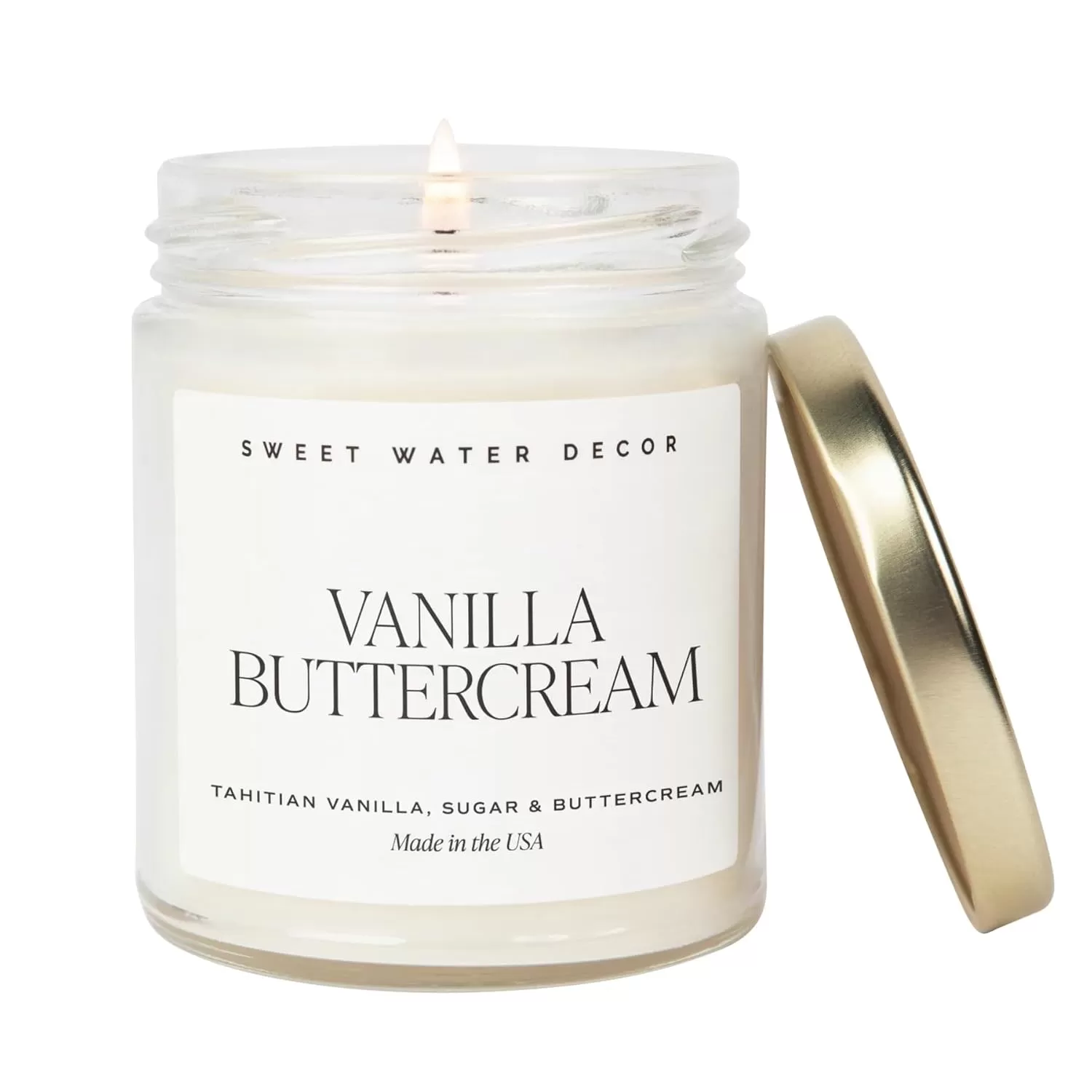 imageSweet Water Decor Christmas Tree Candle  Pine Needles Cedarwood Cypress and Evergreen Soy Holiday Scented Candles for Home  9oz Clear Jar Candle 40 Hour Burn Time Made in the USAVanilla Buttercream