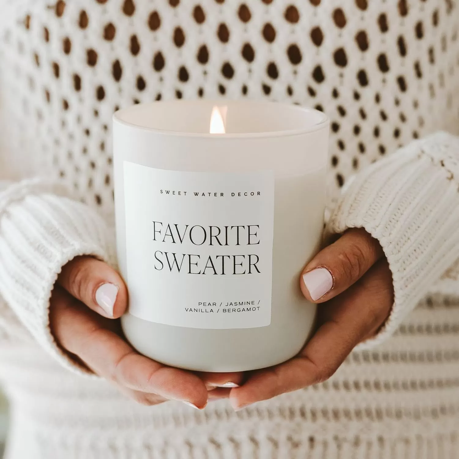 imageSweet Water Decor Cozy Season Soy Candle  Woods Warm Spice and Citrus Scented Candle for Home  15oz Tan Matte Jar 70 Hour Burn Time Made in the USA  Winter Candles for HomeTan