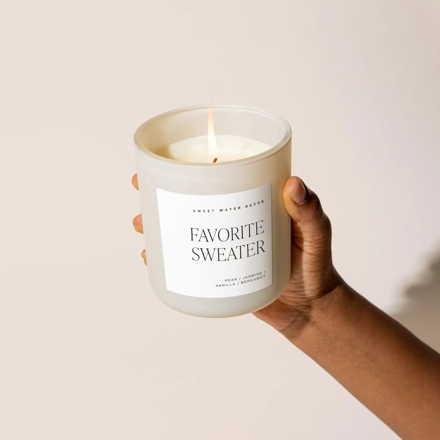 imageSweet Water Decor Cozy Season Soy Candle  Woods Warm Spice and Citrus Scented Candle for Home  15oz Tan Matte Jar 70 Hour Burn Time Made in the USA  Winter Candles for HomeTan