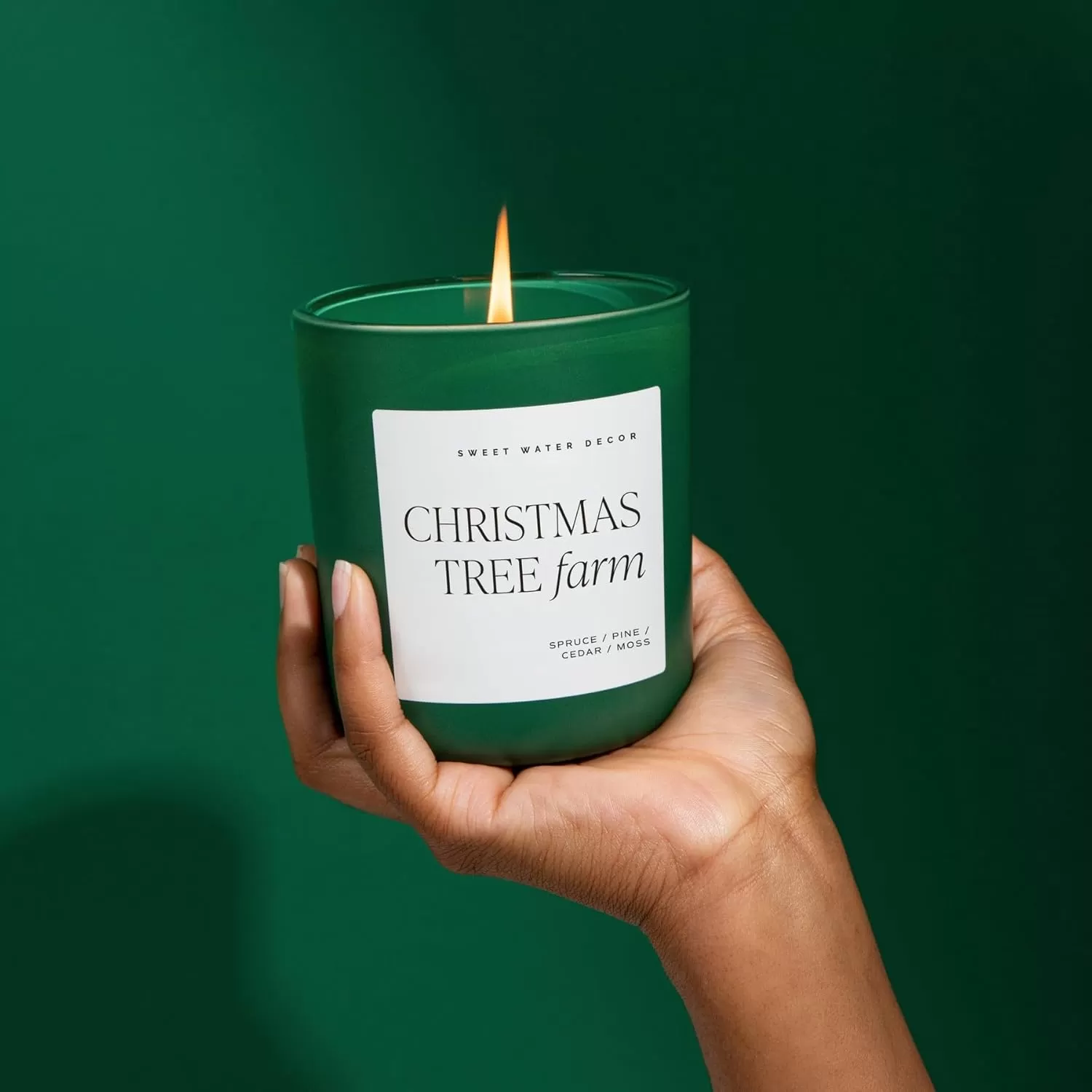 imageSweet Water Decor Cozy Season Soy Candle  Woods Warm Spice and Citrus Scented Candle for Home  15oz Tan Matte Jar 70 Hour Burn Time Made in the USA  Winter Candles for HomeGreen