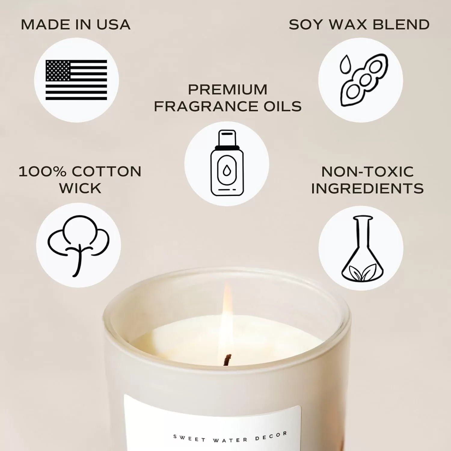 imageSweet Water Decor Cozy Season Soy Candle  Woods Warm Spice and Citrus Scented Candle for Home  15oz Tan Matte Jar 70 Hour Burn Time Made in the USA  Winter Candles for HomeTan