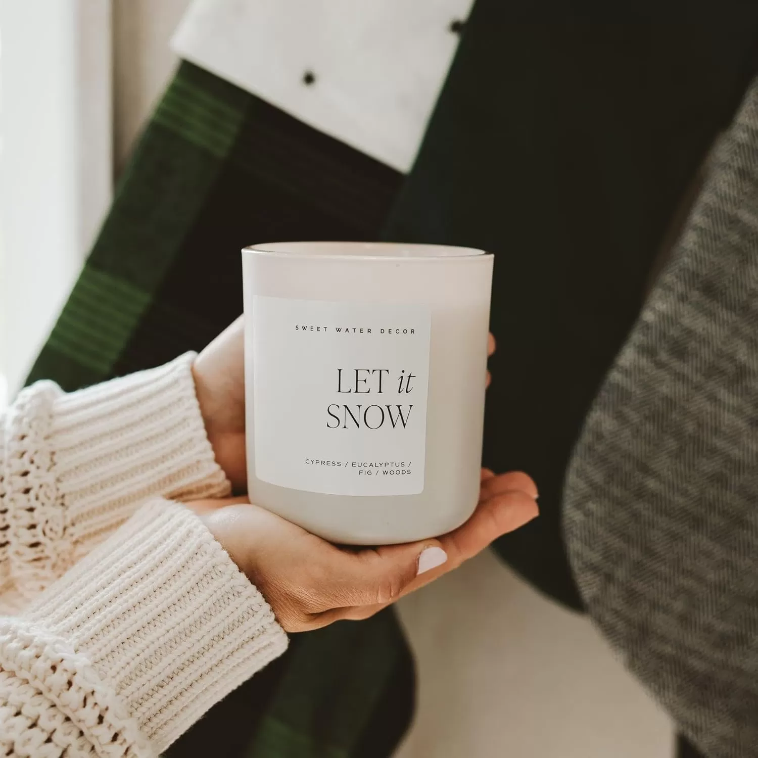 imageSweet Water Decor Cozy Season Soy Candle  Woods Warm Spice and Citrus Scented Candle for Home  15oz Tan Matte Jar 70 Hour Burn Time Made in the USA  Winter Candles for HomeTan