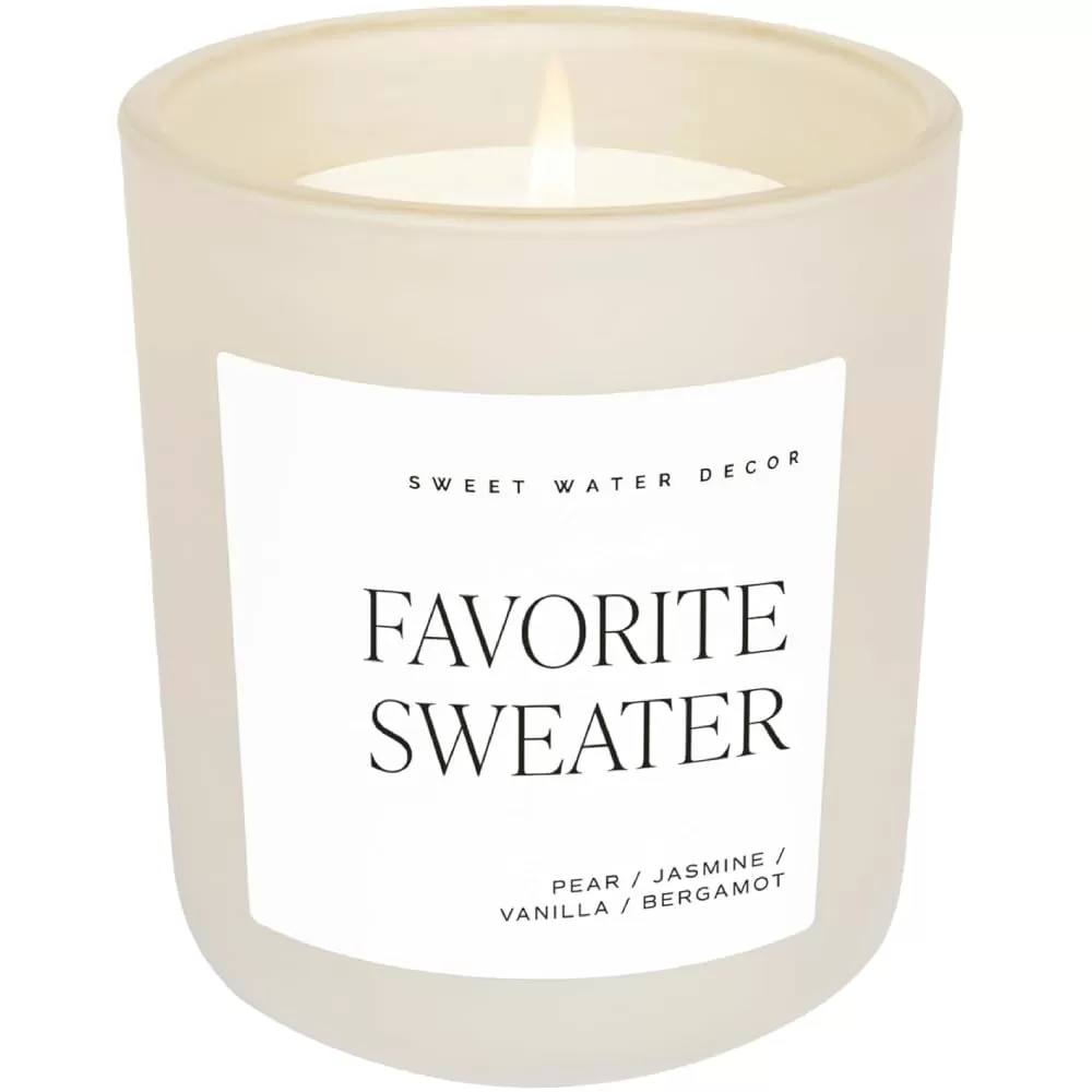 imageSweet Water Decor Cozy Season Soy Candle  Woods Warm Spice and Citrus Scented Candle for Home  15oz Tan Matte Jar 70 Hour Burn Time Made in the USA  Winter Candles for HomeTan