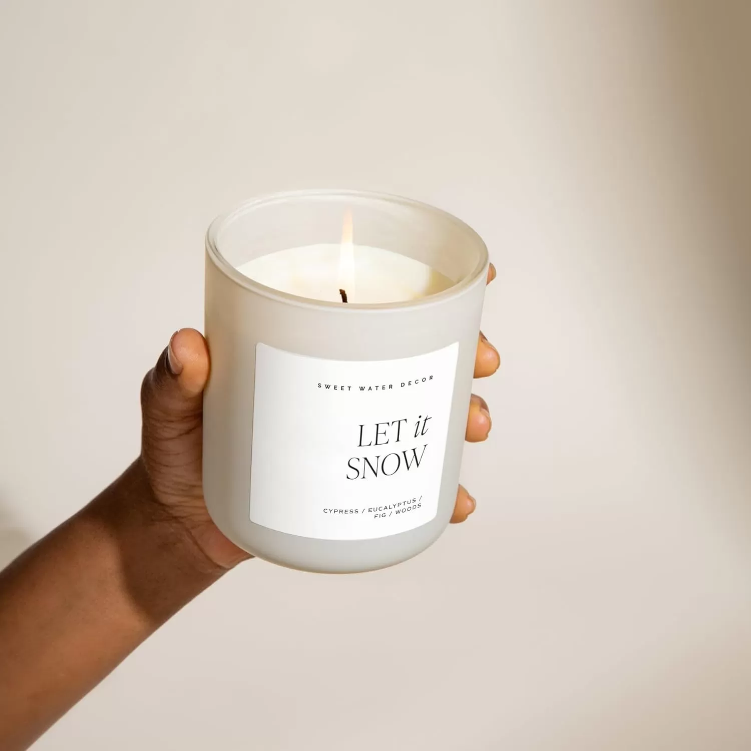 imageSweet Water Decor Cozy Season Soy Candle  Woods Warm Spice and Citrus Scented Candle for Home  15oz Tan Matte Jar 70 Hour Burn Time Made in the USA  Winter Candles for HomeTan
