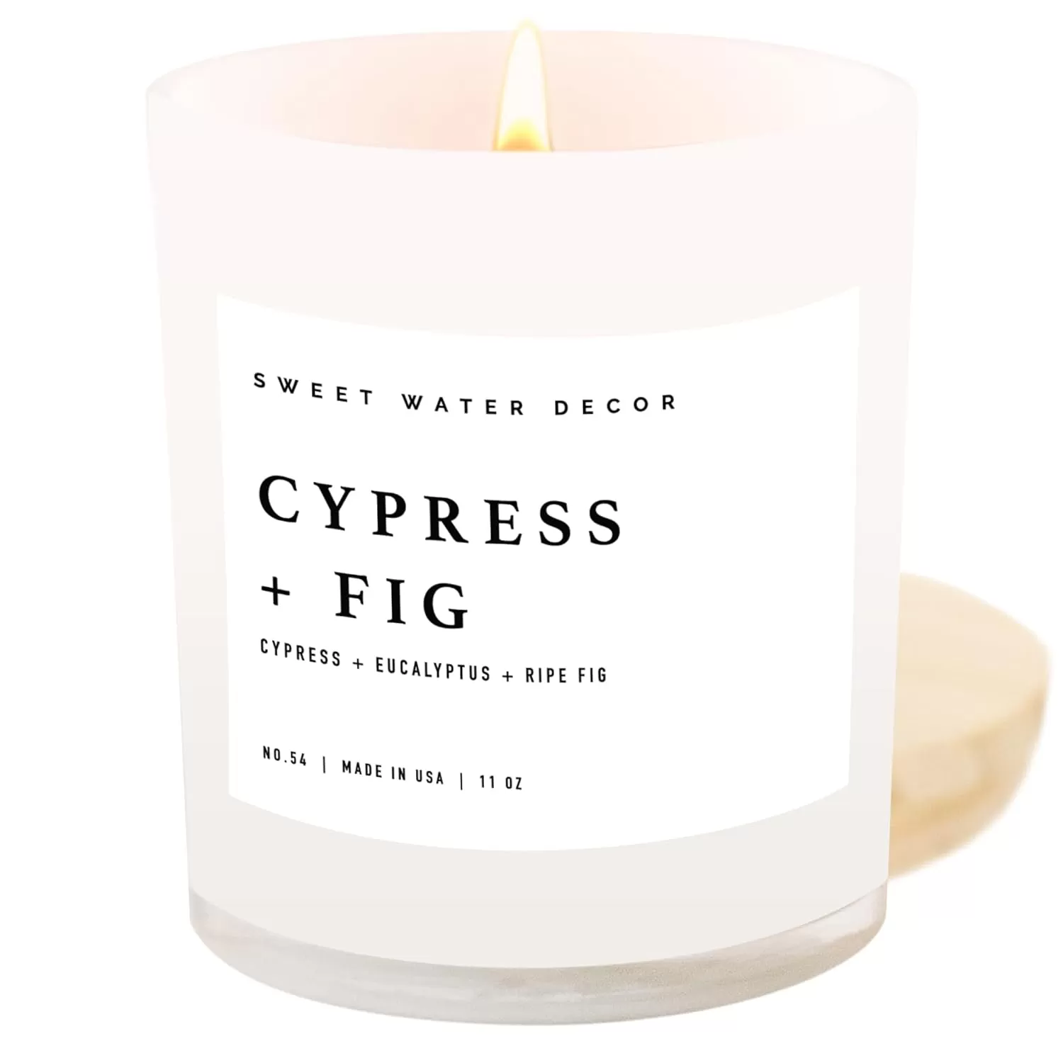 imageSweet Water Decor Farmhouse Candle  Autumn Cinnamon and Nutmeg Fall Scented Soy Candles for Home  11oz White Glass  Wood Lid 50 Hour Burn Time Made in the USAWhite