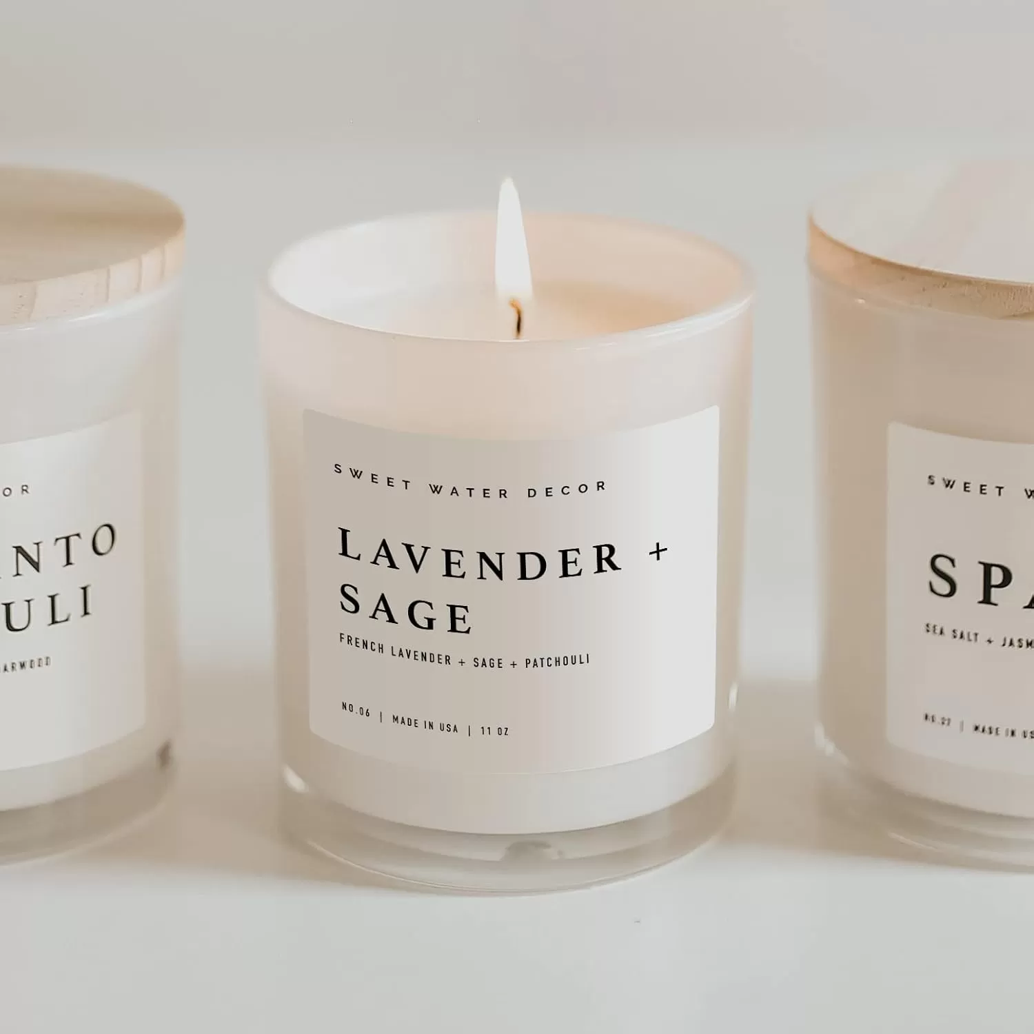 imageSweet Water Decor Farmhouse Candle  Autumn Cinnamon and Nutmeg Fall Scented Soy Candles for Home  11oz White Glass  Wood Lid 50 Hour Burn Time Made in the USAWhite