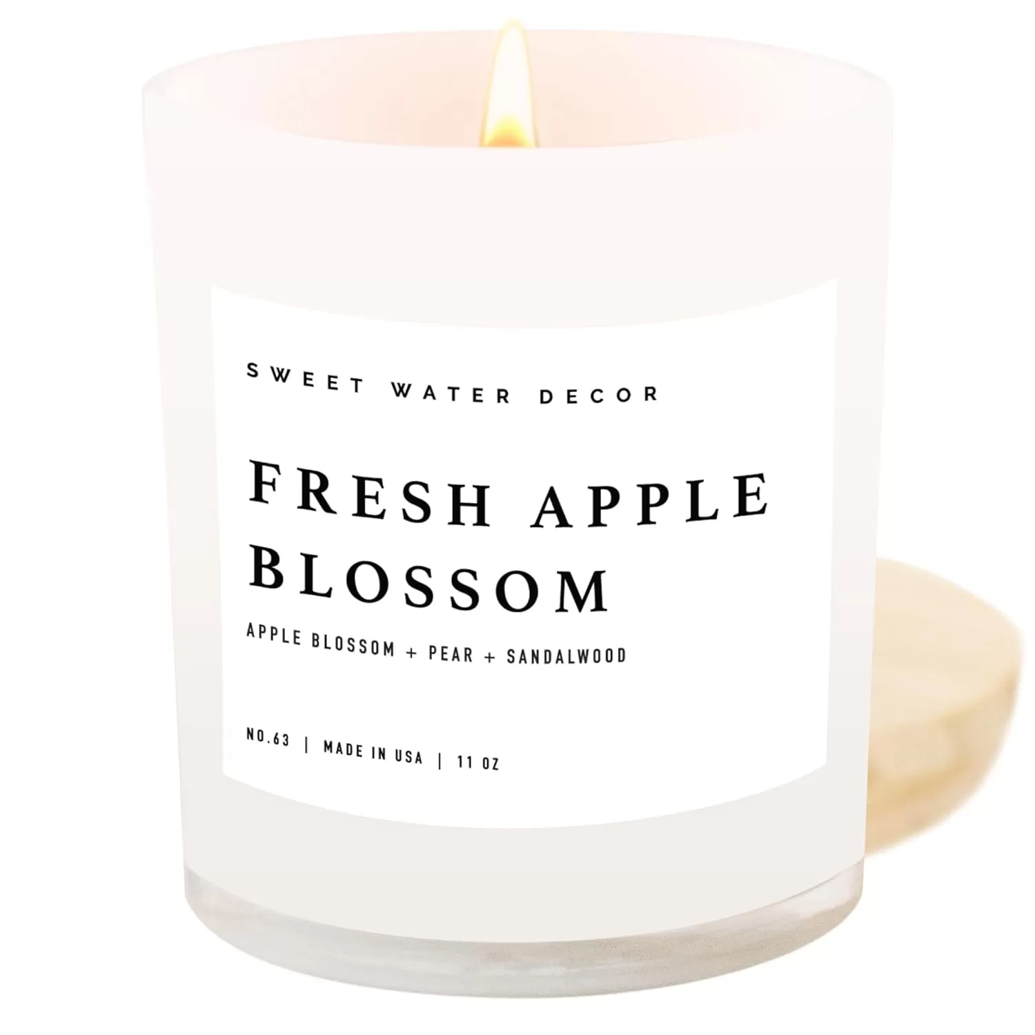 imageSweet Water Decor Farmhouse Candle  Autumn Cinnamon and Nutmeg Fall Scented Soy Candles for Home  11oz White Glass  Wood Lid 50 Hour Burn Time Made in the USAWhite
