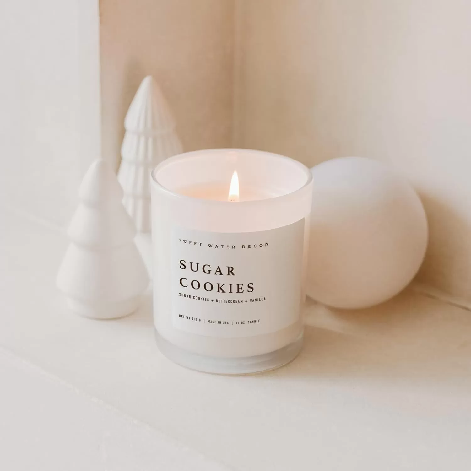 imageSweet Water Decor Farmhouse Candle  Autumn Cinnamon and Nutmeg Fall Scented Soy Candles for Home  11oz White Glass  Wood Lid 50 Hour Burn Time Made in the USAWhite
