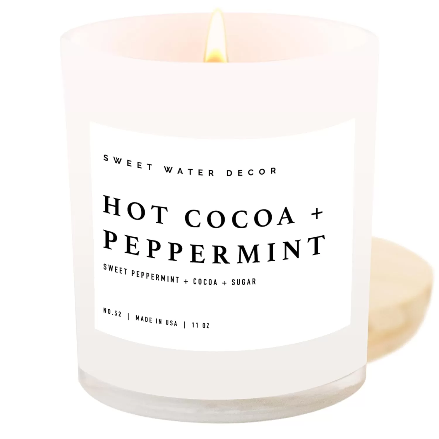 imageSweet Water Decor Farmhouse Candle  Autumn Cinnamon and Nutmeg Fall Scented Soy Candles for Home  11oz White Glass  Wood Lid 50 Hour Burn Time Made in the USAWhite