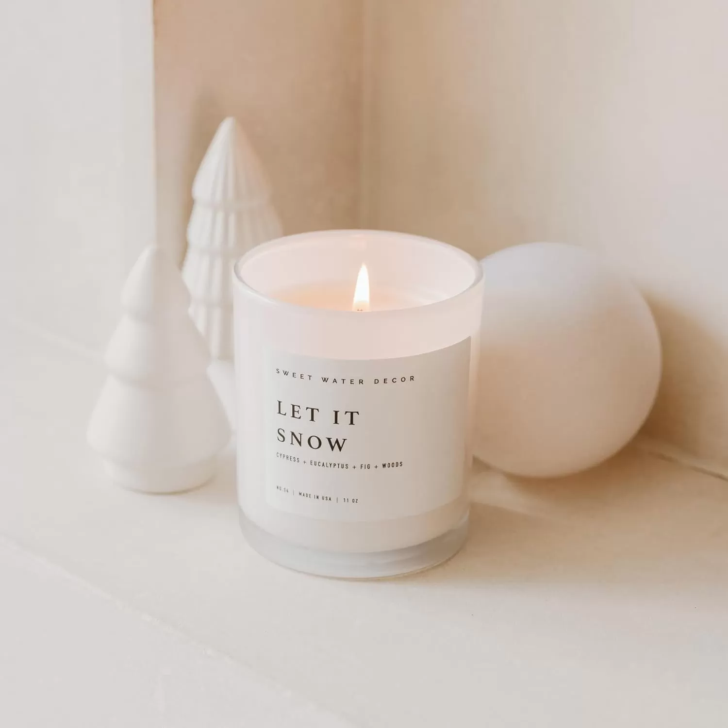 imageSweet Water Decor Farmhouse Candle  Autumn Cinnamon and Nutmeg Fall Scented Soy Candles for Home  11oz White Glass  Wood Lid 50 Hour Burn Time Made in the USAWhite