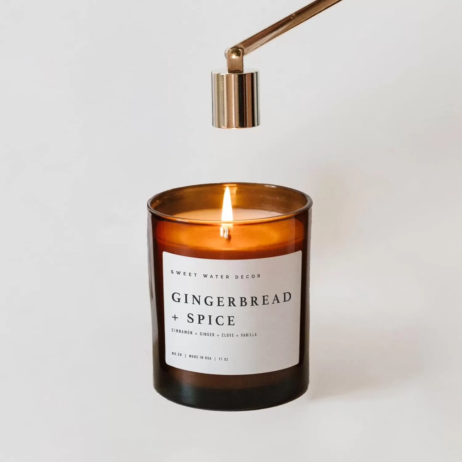 imageSweet Water Decor Farmhouse Candle  Autumn Cinnamon and Nutmeg Fall Scented Soy Candles for Home  11oz White Glass  Wood Lid 50 Hour Burn Time Made in the USAAmber