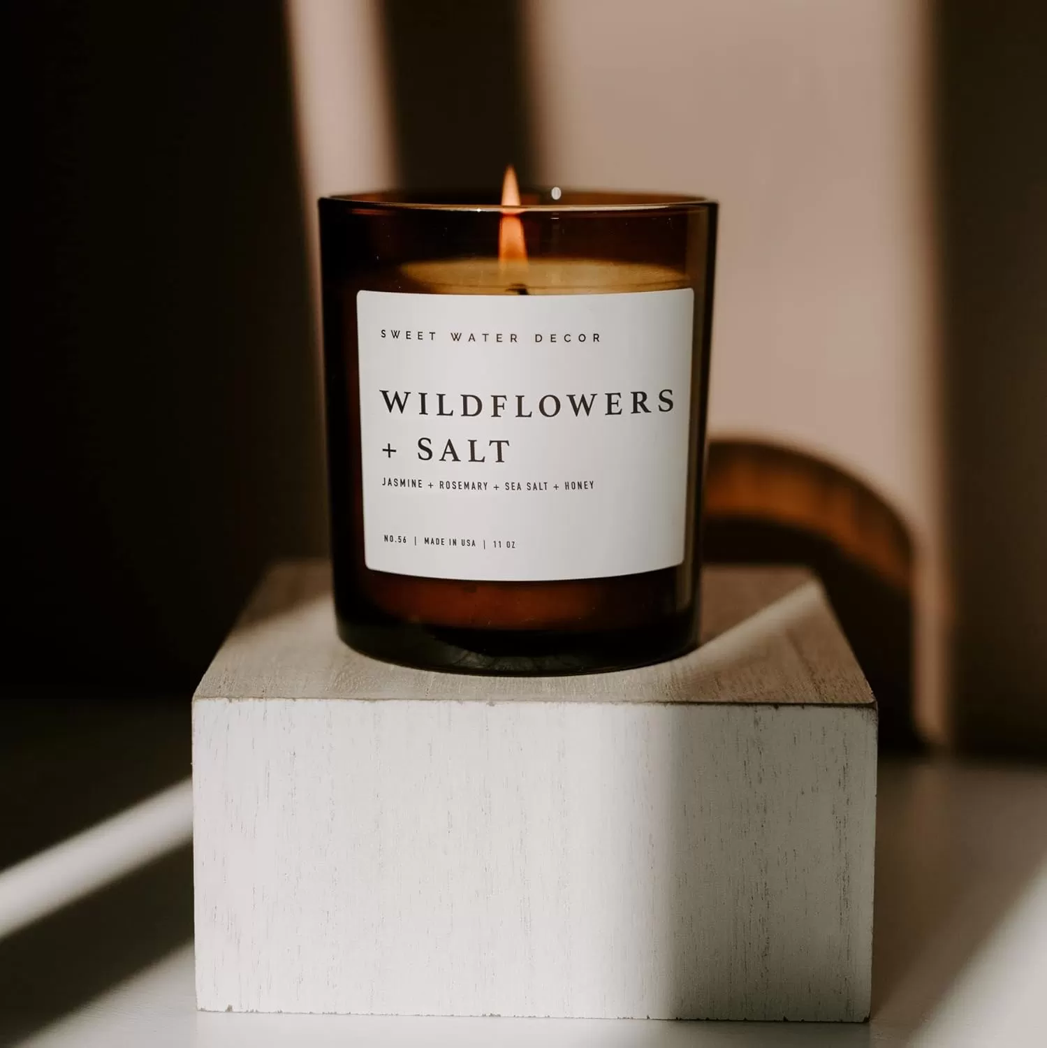 imageSweet Water Decor Farmhouse Candle  Autumn Cinnamon and Nutmeg Fall Scented Soy Candles for Home  11oz White Glass  Wood Lid 50 Hour Burn Time Made in the USAAmber