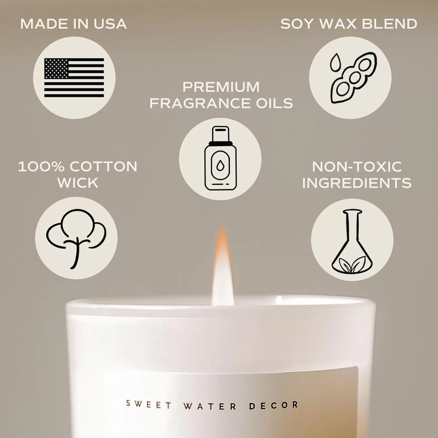 imageSweet Water Decor Farmhouse Candle  Autumn Cinnamon and Nutmeg Fall Scented Soy Candles for Home  11oz White Glass  Wood Lid 50 Hour Burn Time Made in the USAWhite