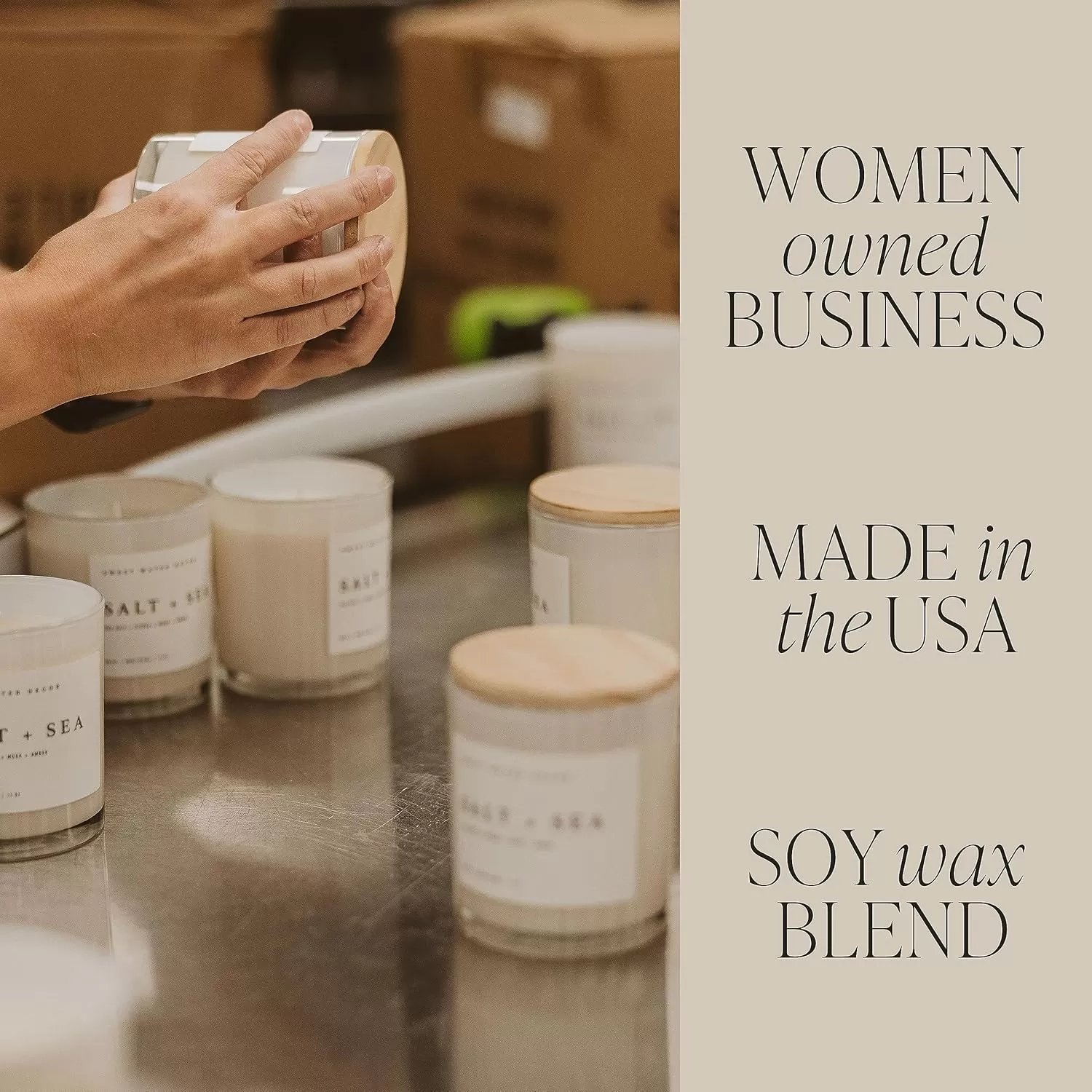 imageSweet Water Decor Farmhouse Candle  Autumn Cinnamon and Nutmeg Fall Scented Soy Candles for Home  11oz White Glass  Wood Lid 50 Hour Burn Time Made in the USAWhite
