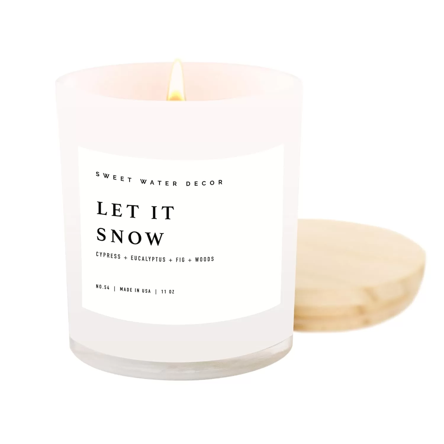 imageSweet Water Decor Farmhouse Candle  Autumn Cinnamon and Nutmeg Fall Scented Soy Candles for Home  11oz White Glass  Wood Lid 50 Hour Burn Time Made in the USAWhite