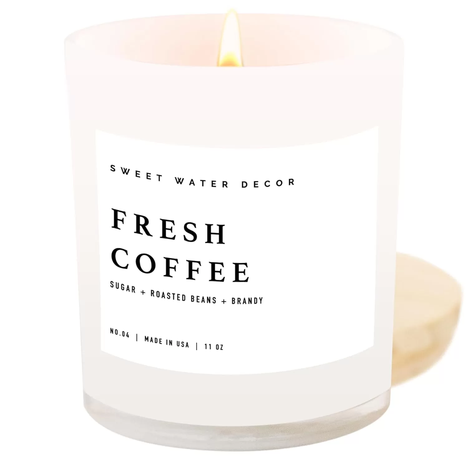 imageSweet Water Decor Farmhouse Candle  Autumn Cinnamon and Nutmeg Fall Scented Soy Candles for Home  11oz White Glass  Wood Lid 50 Hour Burn Time Made in the USAWhite