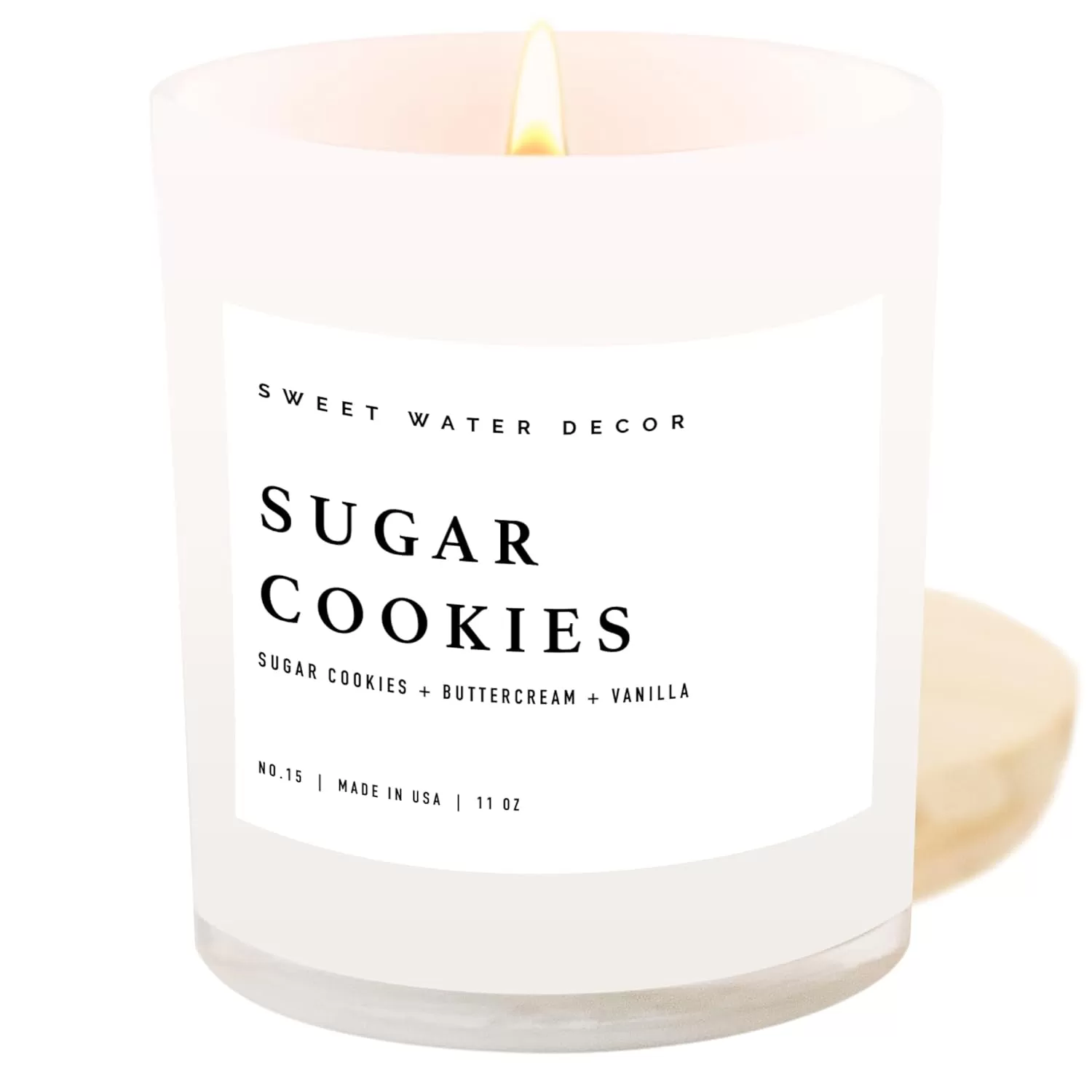 imageSweet Water Decor Farmhouse Candle  Autumn Cinnamon and Nutmeg Fall Scented Soy Candles for Home  11oz White Glass  Wood Lid 50 Hour Burn Time Made in the USAWhite