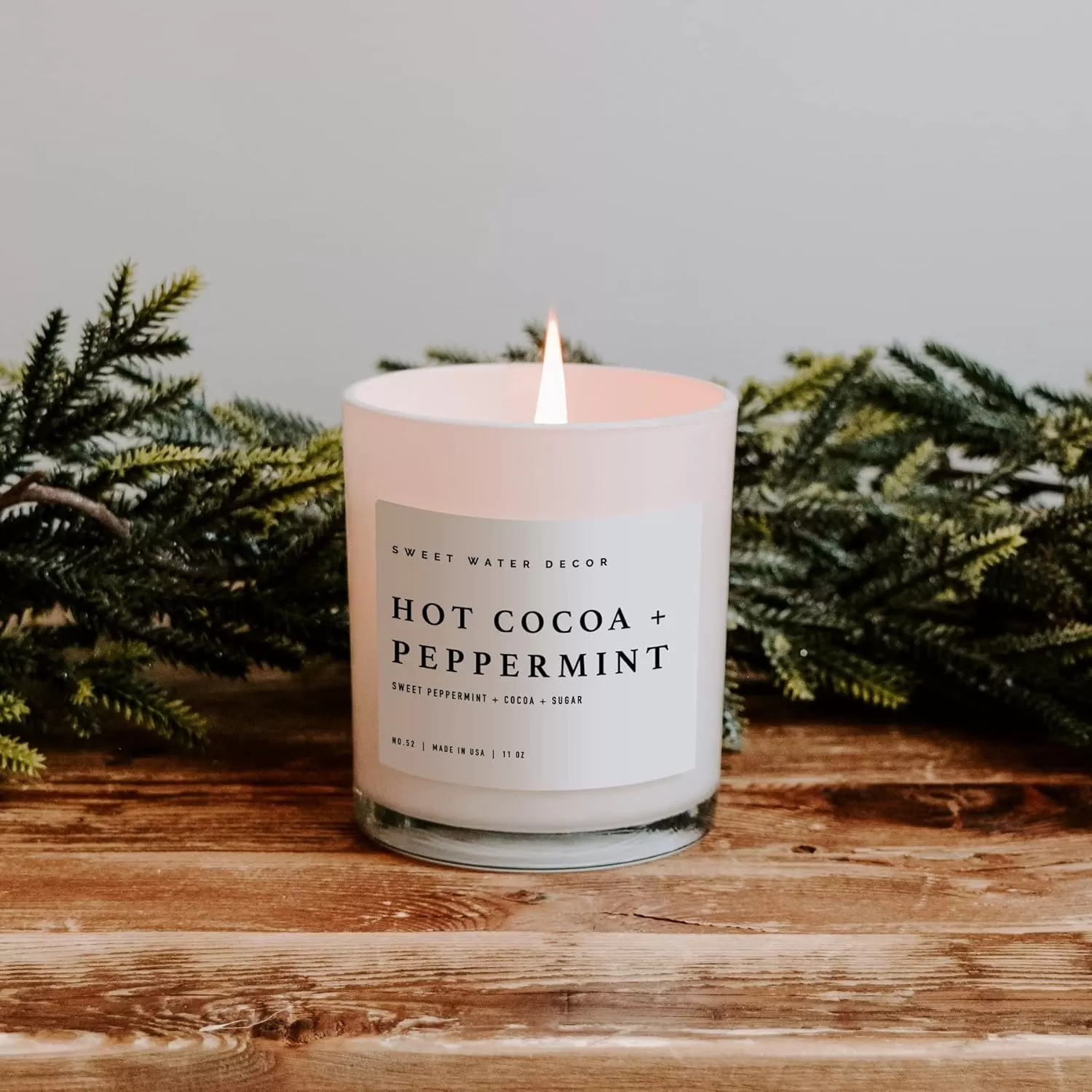 imageSweet Water Decor Farmhouse Candle  Autumn Cinnamon and Nutmeg Fall Scented Soy Candles for Home  11oz White Glass  Wood Lid 50 Hour Burn Time Made in the USAWhite