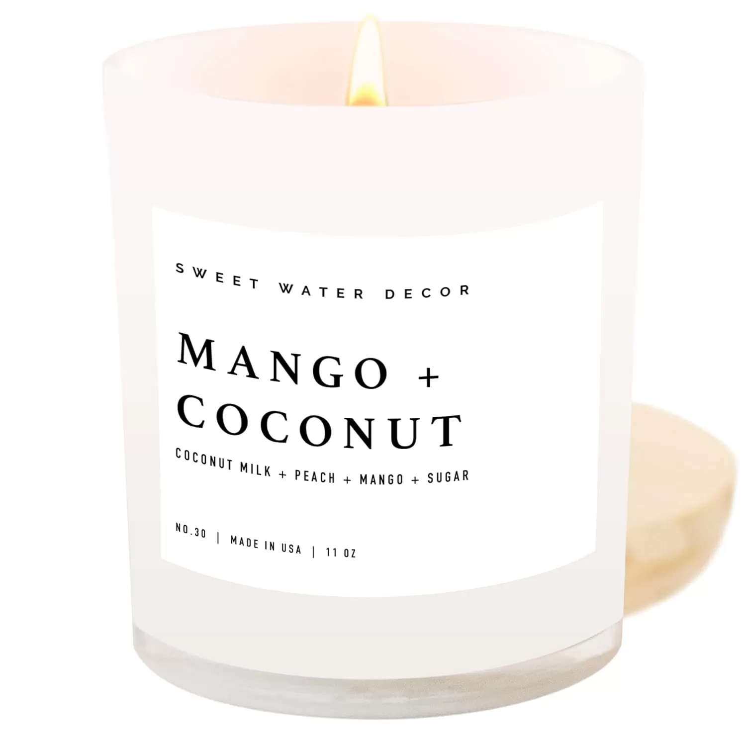 imageSweet Water Decor Farmhouse Candle  Autumn Cinnamon and Nutmeg Fall Scented Soy Candles for Home  11oz White Glass  Wood Lid 50 Hour Burn Time Made in the USAWhite