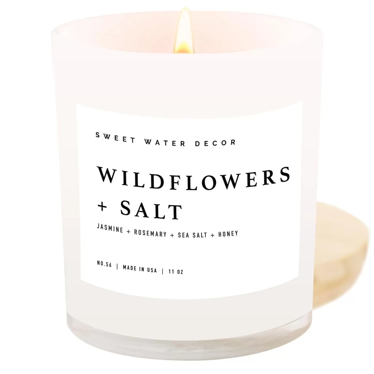 imageSweet Water Decor Farmhouse Candle  Autumn Cinnamon and Nutmeg Fall Scented Soy Candles for Home  11oz White Glass  Wood Lid 50 Hour Burn Time Made in the USAWhite