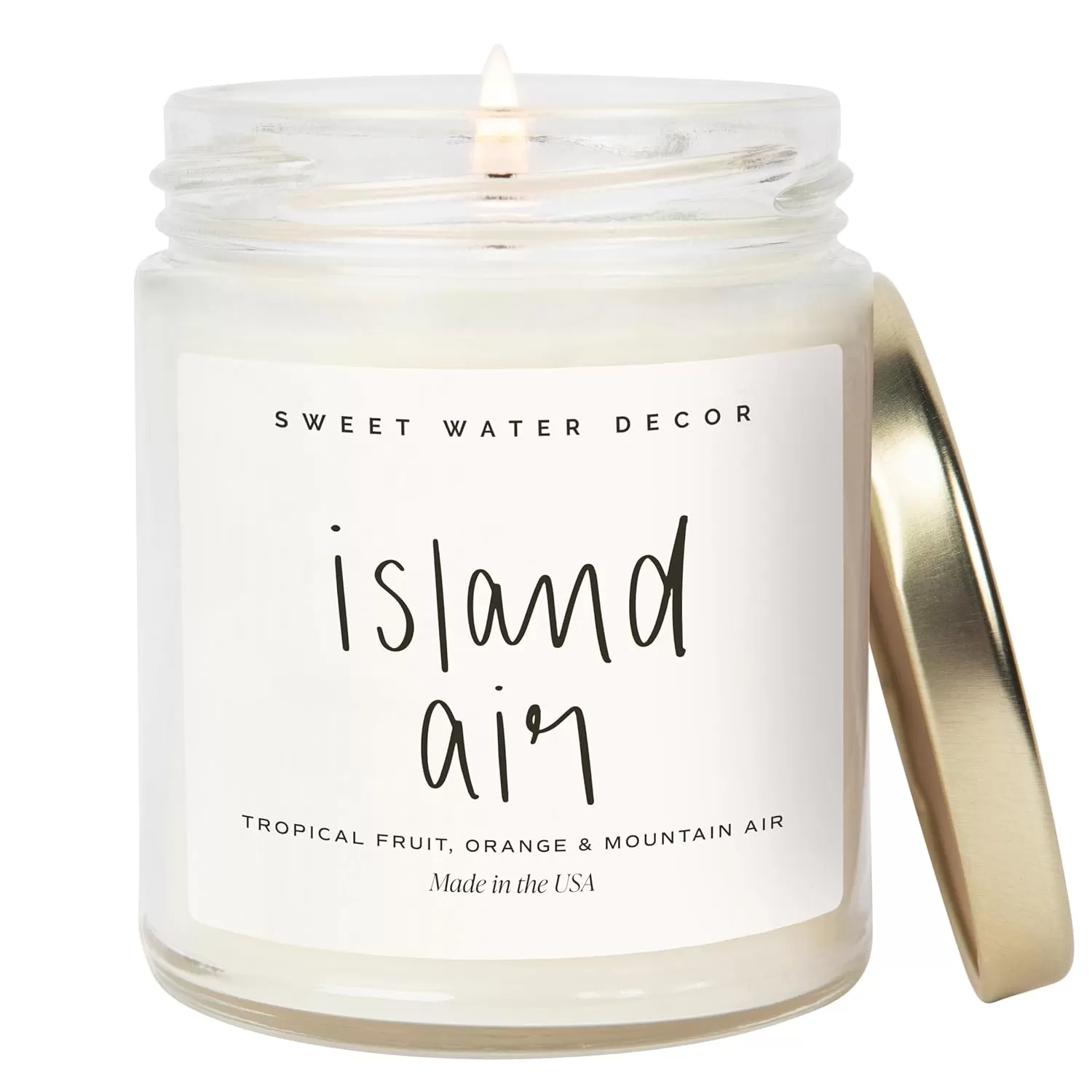 imageSweet Water Decor Leaves Candle  Autumn Cinnamon Apple Fall Scented Soy Candles for Home  9oz Clear Jar 40 Hour Burn Time Made in the USAIsland Air