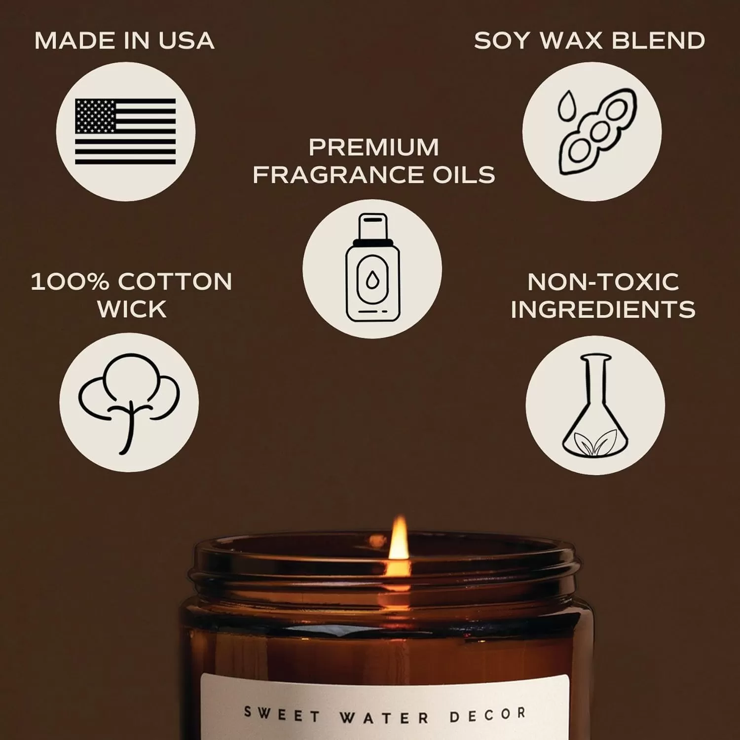 imageSweet Water Decor Palo Santo Patchouli Candle  Vanilla Musk Sandalwood Patchouli Scented Soy Candles for Home  Gifts for Women Men Housewarming  9oz Amber Jar 40 Hour Burn TimeChristmas