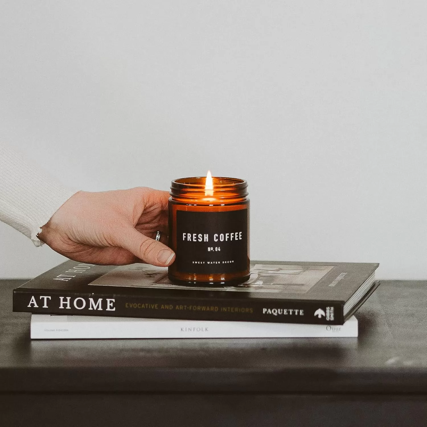 imageSweet Water Decor Palo Santo Patchouli Candle  Vanilla Musk Sandalwood Patchouli Scented Soy Candles for Home  Gifts for Women Men Housewarming  9oz Amber Jar 40 Hour Burn TimeFresh Coffee