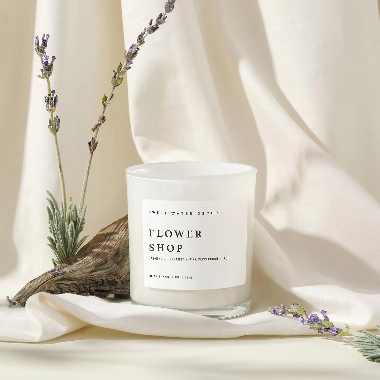 imageSweet Water Decor Salt  Sea Candle  Sea Salt Citrus Amber Musk Beach Scented Soy Candles for Home  11oz Amber Jar Candle  Wood Lid 50 Hour Burn Time Made in the USAWhite