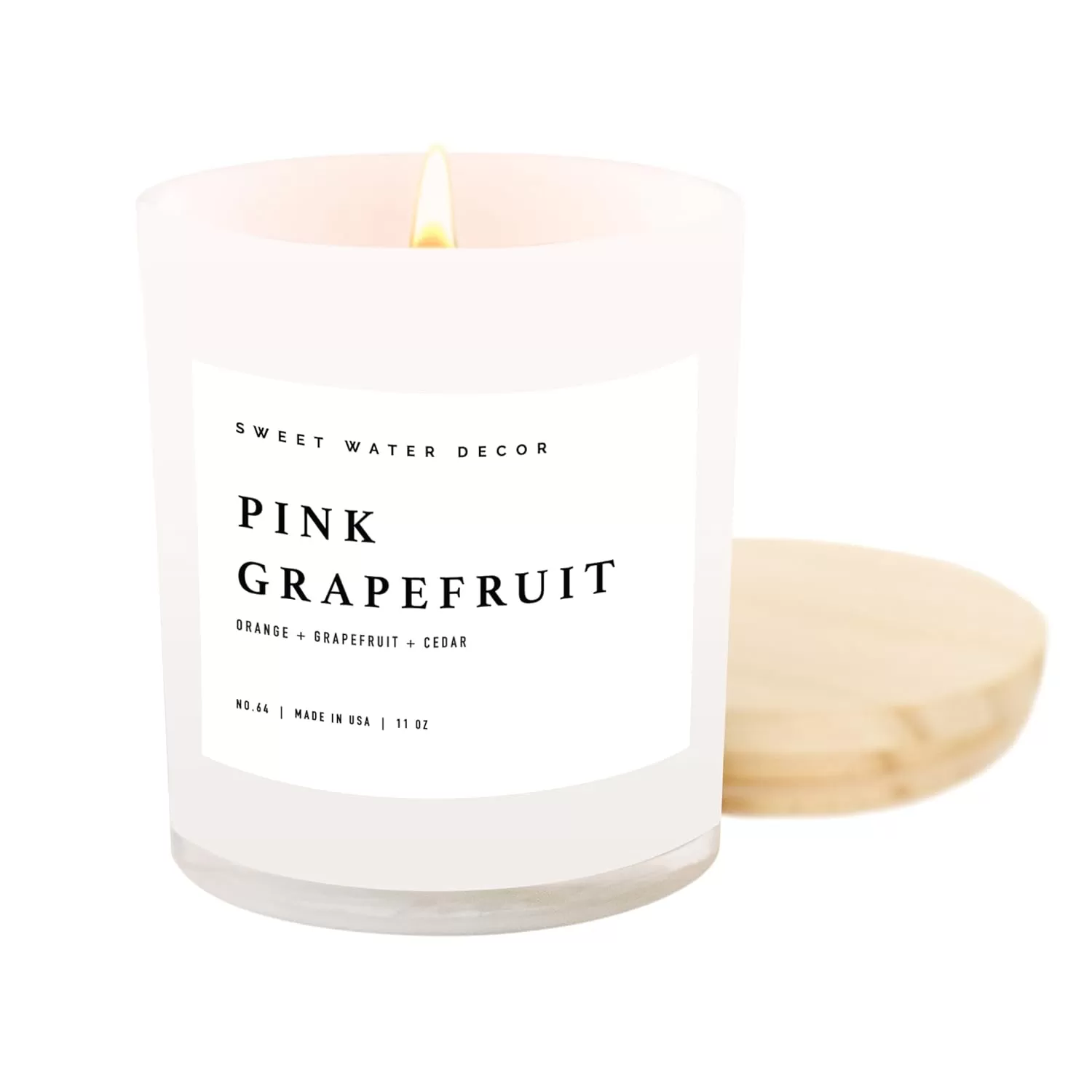 imageSweet Water Decor Salt  Sea Candle  Sea Salt Citrus Amber Musk Beach Scented Soy Candles for Home  11oz Amber Jar Candle  Wood Lid 50 Hour Burn Time Made in the USAWhite