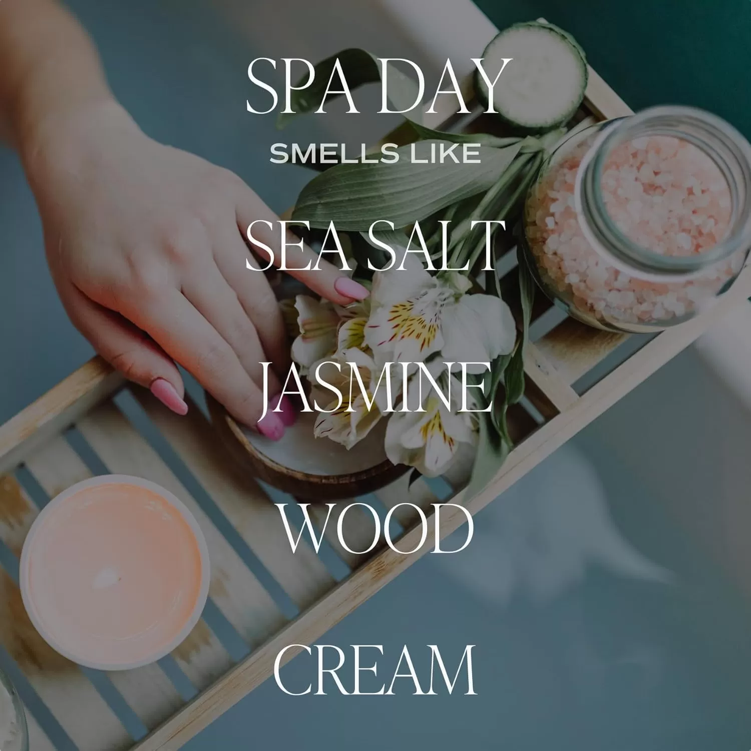 imageSweet Water Decor Salt  Sea Candle  Sea Salt Citrus Amber Musk Beach Scented Soy Candles for Home  11oz Amber Jar Candle  Wood Lid 50 Hour Burn Time Made in the USAWhite