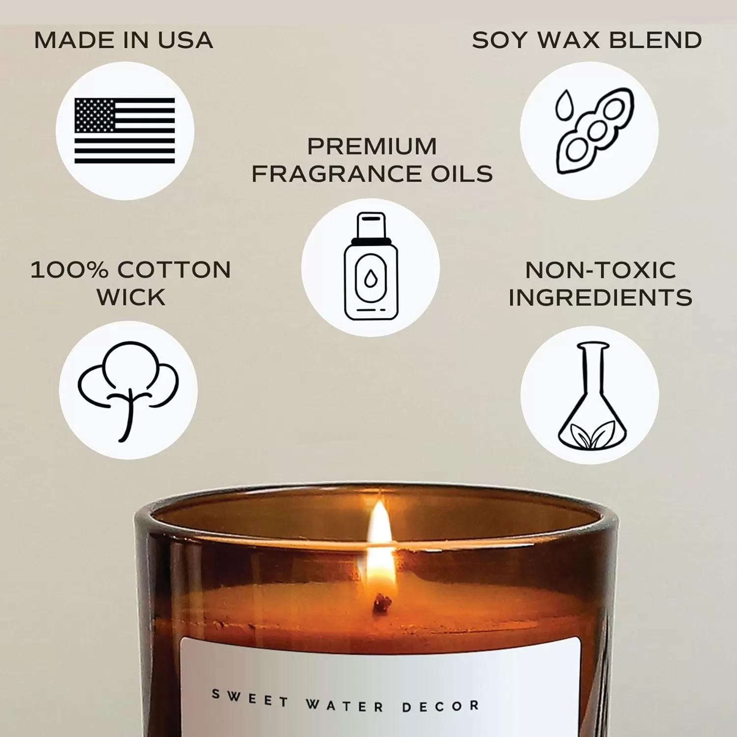imageSweet Water Decor Salt  Sea Candle  Sea Salt Citrus Amber Musk Beach Scented Soy Candles for Home  11oz Amber Jar Candle  Wood Lid 50 Hour Burn Time Made in the USAAmber