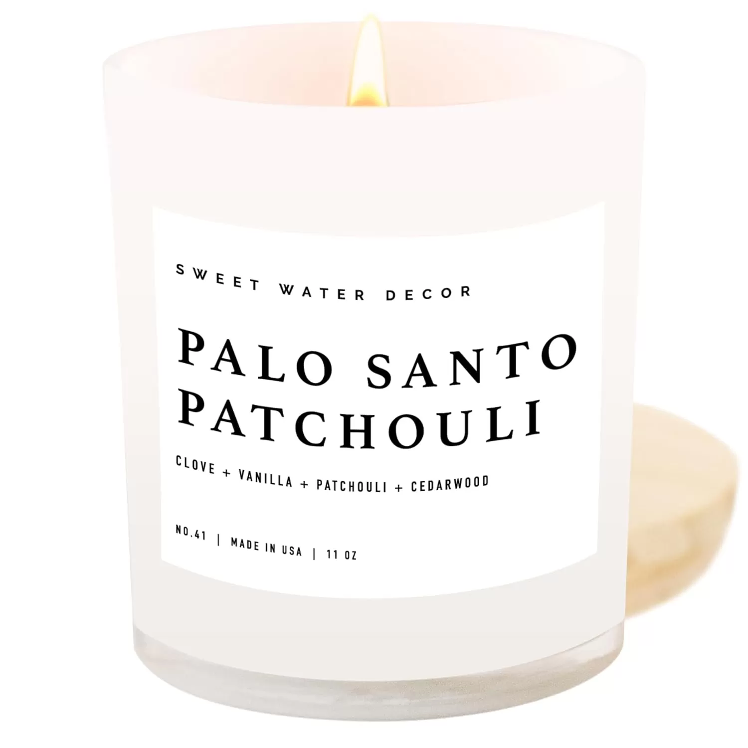 imageSweet Water Decor Salt  Sea Candle  Sea Salt Citrus Amber Musk Beach Scented Soy Candles for Home  11oz Amber Jar Candle  Wood Lid 50 Hour Burn Time Made in the USAWhite