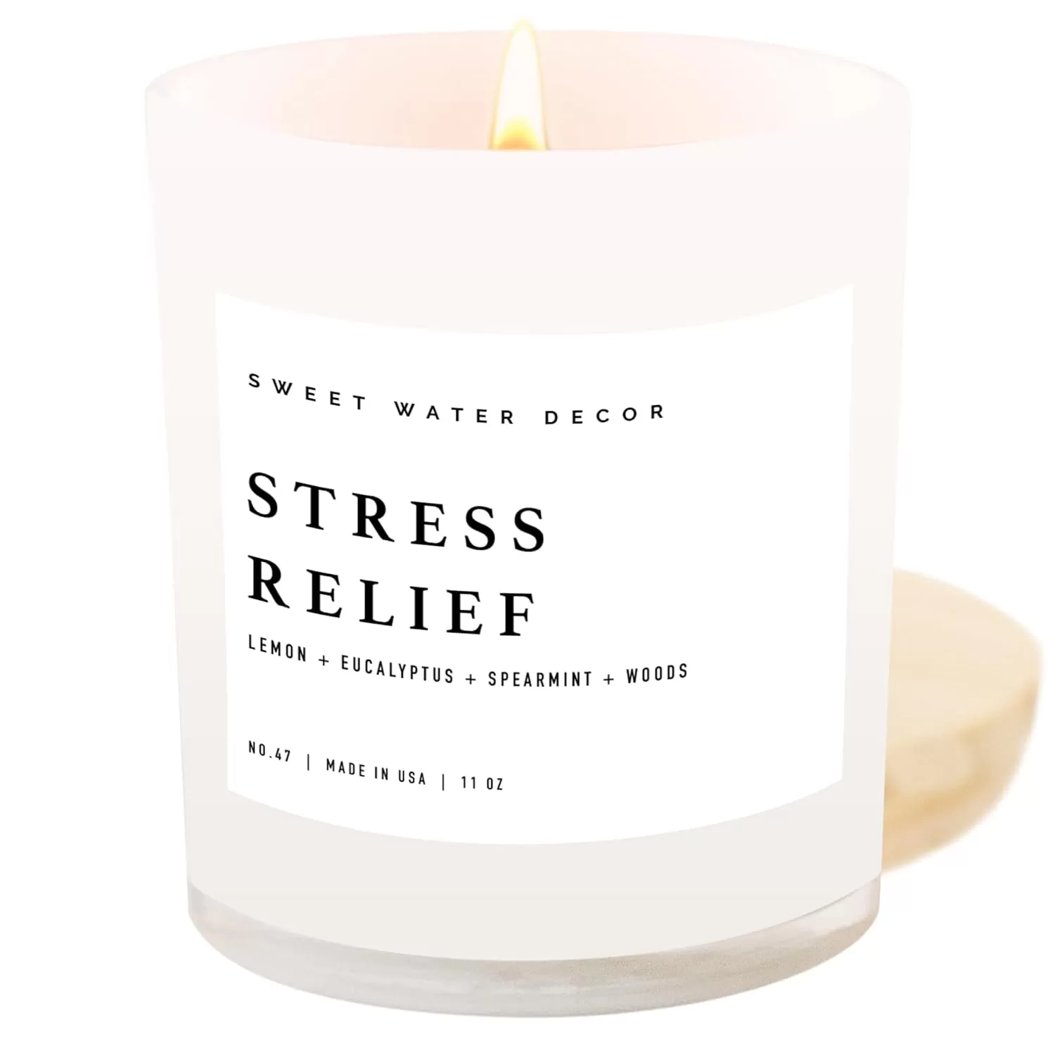 imageSweet Water Decor Salt  Sea Candle  Sea Salt Citrus Amber Musk Beach Scented Soy Candles for Home  11oz Amber Jar Candle  Wood Lid 50 Hour Burn Time Made in the USAWhite