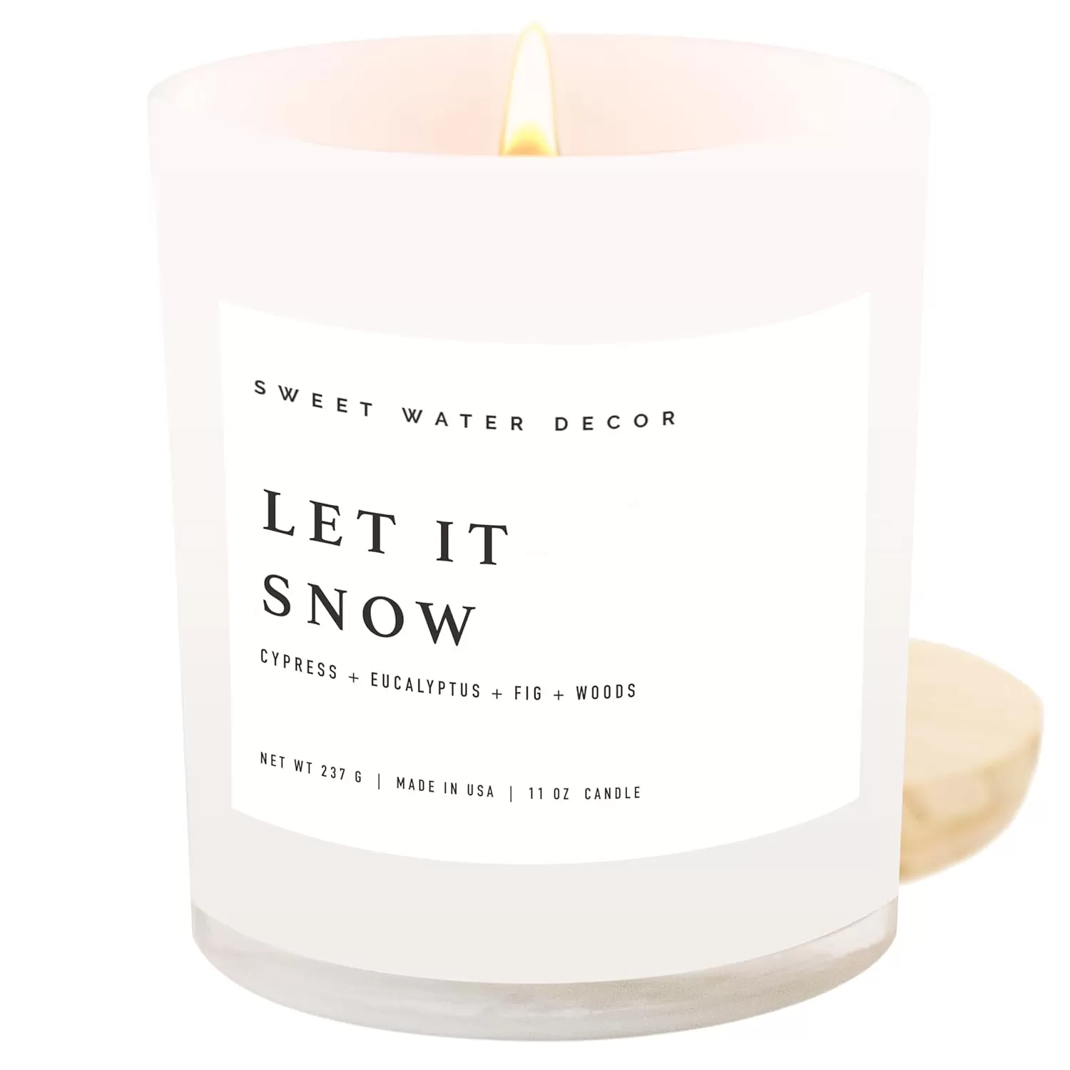 imageSweet Water Decor Salt  Sea Candle  Sea Salt Citrus Amber Musk Beach Scented Soy Candles for Home  11oz Amber Jar Candle  Wood Lid 50 Hour Burn Time Made in the USAWhite