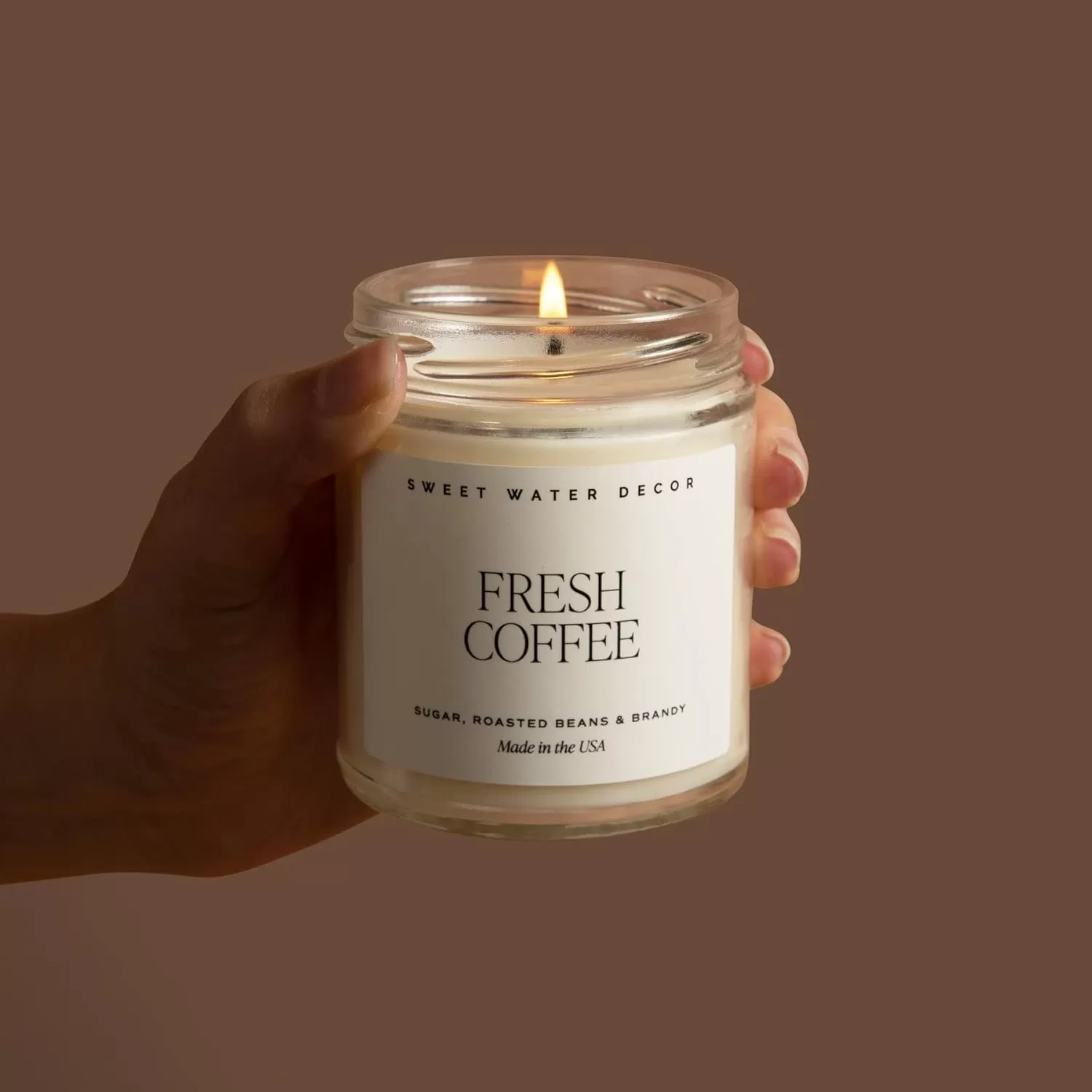 imageSweet Water Decor Spa Day Soy Candle  Sea Salt Jasmine Wood and Cream Scented Candles for Home  9oz Clear Jar  Gold Lid 40 Hour Burn Time Made in the USAFresh Coffee