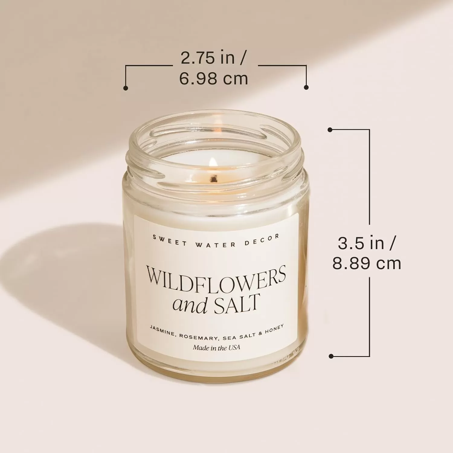 imageSweet Water Decor Spa Day Soy Candle  Sea Salt Jasmine Wood and Cream Scented Candles for Home  9oz Clear Jar  Gold Lid 40 Hour Burn Time Made in the USADriftwood and Mahogany