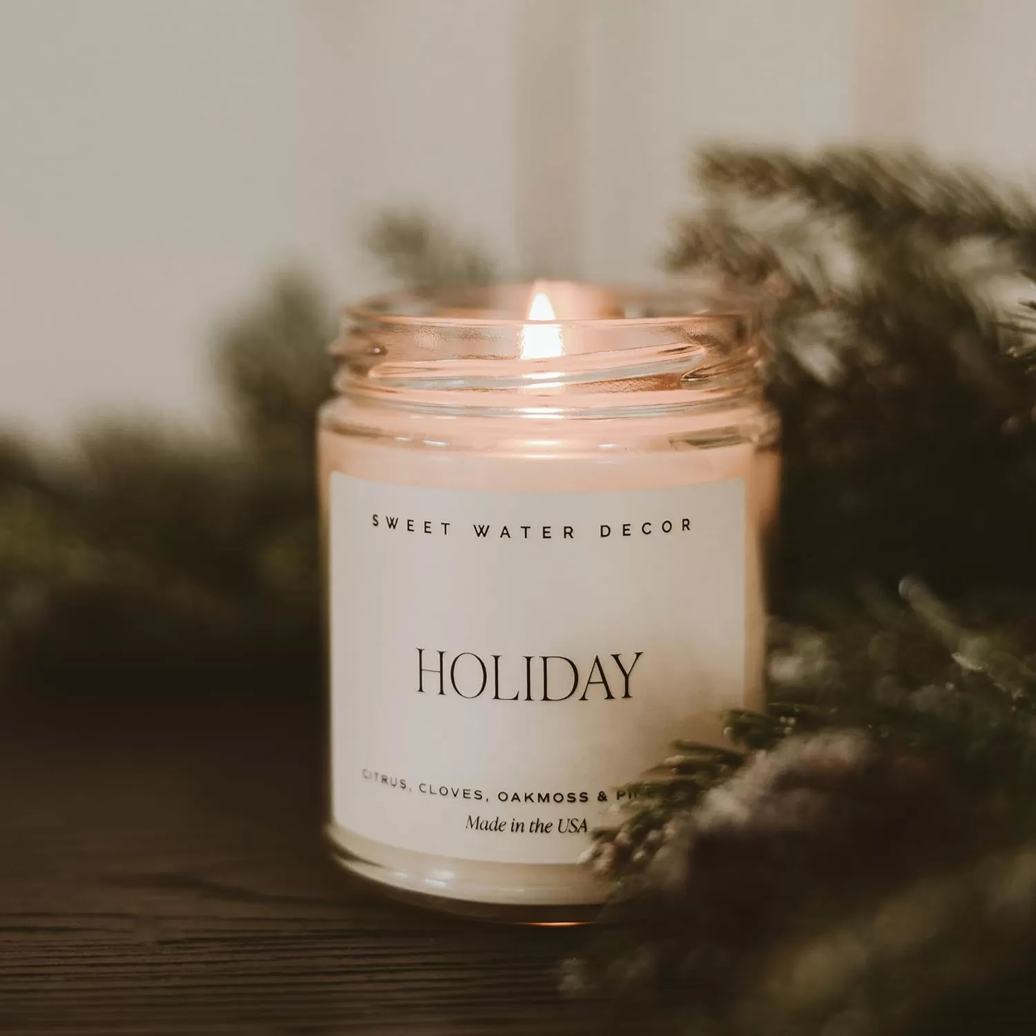 imageSweet Water Decor Spa Day Soy Candle  Sea Salt Jasmine Wood and Cream Scented Candles for Home  9oz Clear Jar  Gold Lid 40 Hour Burn Time Made in the USAHoliday