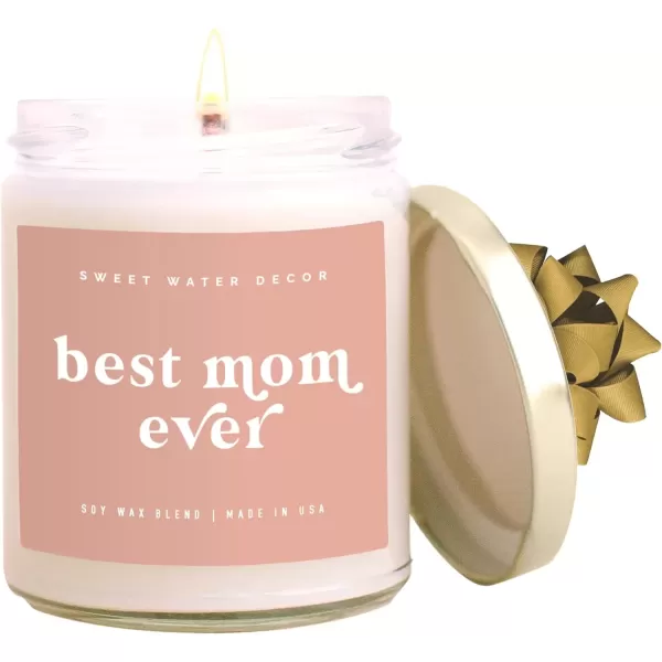 imageSweet Water Decor Best Mom Ever Candle  Sea Salt Jasmine Cream and Wood Scented Soy Wax Candle for Home  New Mom Mothers Day Gift  9oz Clear Jar 40 Hour Burn Time Made in the USABest Mom Ever  Pink