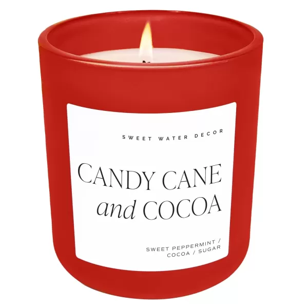 imageSweet Water Decor By The Fireside Candle  Vanilla Caramel Amber Tonka Smoky Woods Musk Winter Scented Soy Candles for Home  15oz Tan Jar 70 Hour Burn Time Made in the USARed