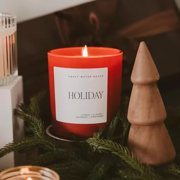 imageSweet Water Decor By The Fireside Candle  Vanilla Caramel Amber Tonka Smoky Woods Musk Winter Scented Soy Candles for Home  15oz Tan Jar 70 Hour Burn Time Made in the USARed