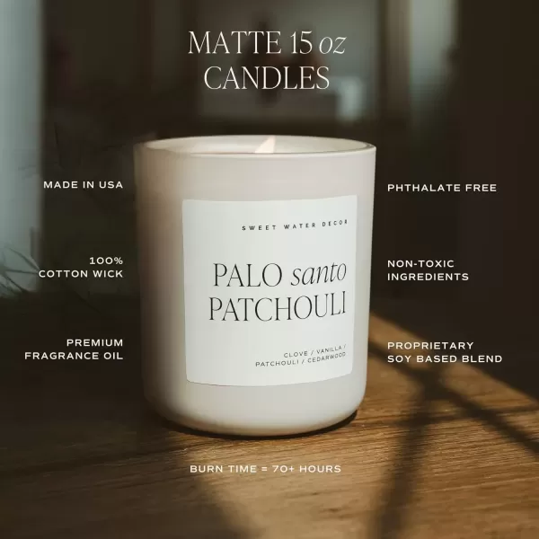 imageSweet Water Decor By The Fireside Candle  Vanilla Caramel Amber Tonka Smoky Woods Musk Winter Scented Soy Candles for Home  15oz Tan Jar 70 Hour Burn Time Made in the USATan