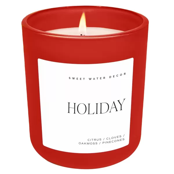 imageSweet Water Decor By The Fireside Candle  Vanilla Caramel Amber Tonka Smoky Woods Musk Winter Scented Soy Candles for Home  15oz Tan Jar 70 Hour Burn Time Made in the USARed