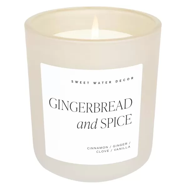 imageSweet Water Decor By The Fireside Candle  Vanilla Caramel Amber Tonka Smoky Woods Musk Winter Scented Soy Candles for Home  15oz Tan Jar 70 Hour Burn Time Made in the USATan