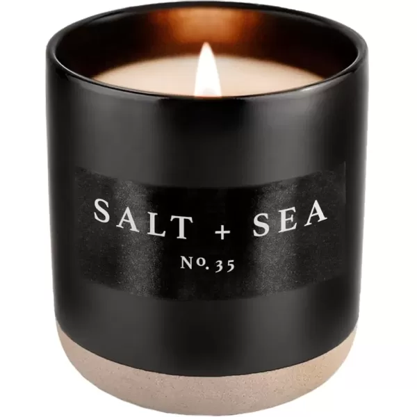 imageSweet Water Decor Christmas Candle  Apple Cider Cinnamon Fresh Cut Christmas Tree and Cookies Scented Soy Candle for Home  12oz Black Stoneware Jar 60 Hour Burn Time Made in the USASalt  Sea