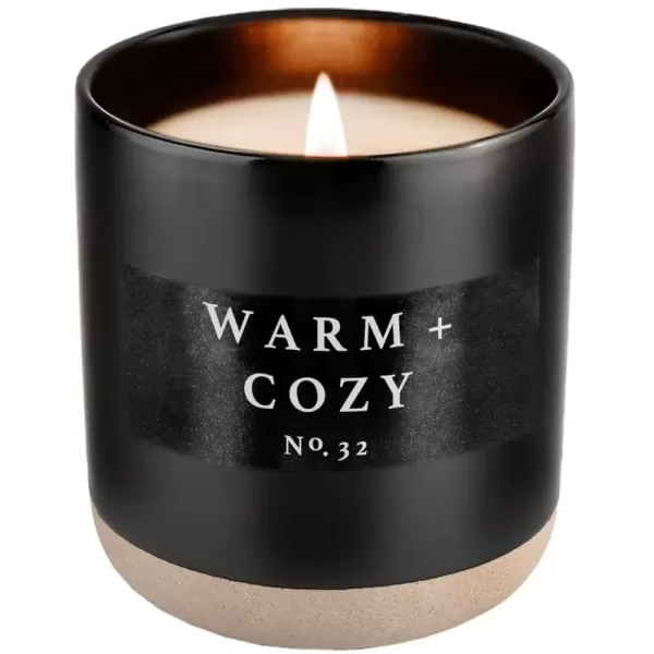 imageSweet Water Decor Christmas Candle  Apple Cider Cinnamon Fresh Cut Christmas Tree and Cookies Scented Soy Candle for Home  12oz Black Stoneware Jar 60 Hour Burn Time Made in the USAWarm  Cozy