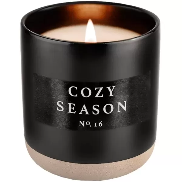imageSweet Water Decor Christmas Candle  Apple Cider Cinnamon Fresh Cut Christmas Tree and Cookies Scented Soy Candle for Home  12oz Black Stoneware Jar 60 Hour Burn Time Made in the USACozy Season