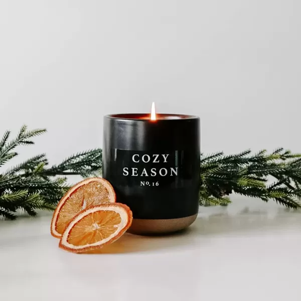 imageSweet Water Decor Christmas Candle  Apple Cider Cinnamon Fresh Cut Christmas Tree and Cookies Scented Soy Candle for Home  12oz Black Stoneware Jar 60 Hour Burn Time Made in the USACozy Season