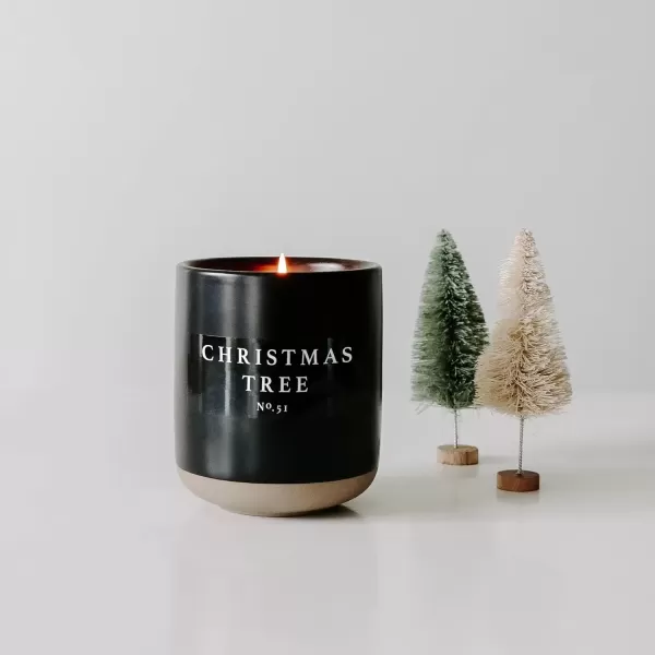 imageSweet Water Decor Christmas Candle  Apple Cider Cinnamon Fresh Cut Christmas Tree and Cookies Scented Soy Candle for Home  12oz Black Stoneware Jar 60 Hour Burn Time Made in the USAChristmas Tree